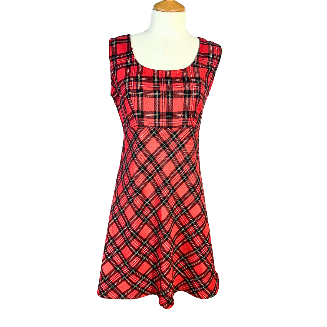 90s tartan mini dress - S