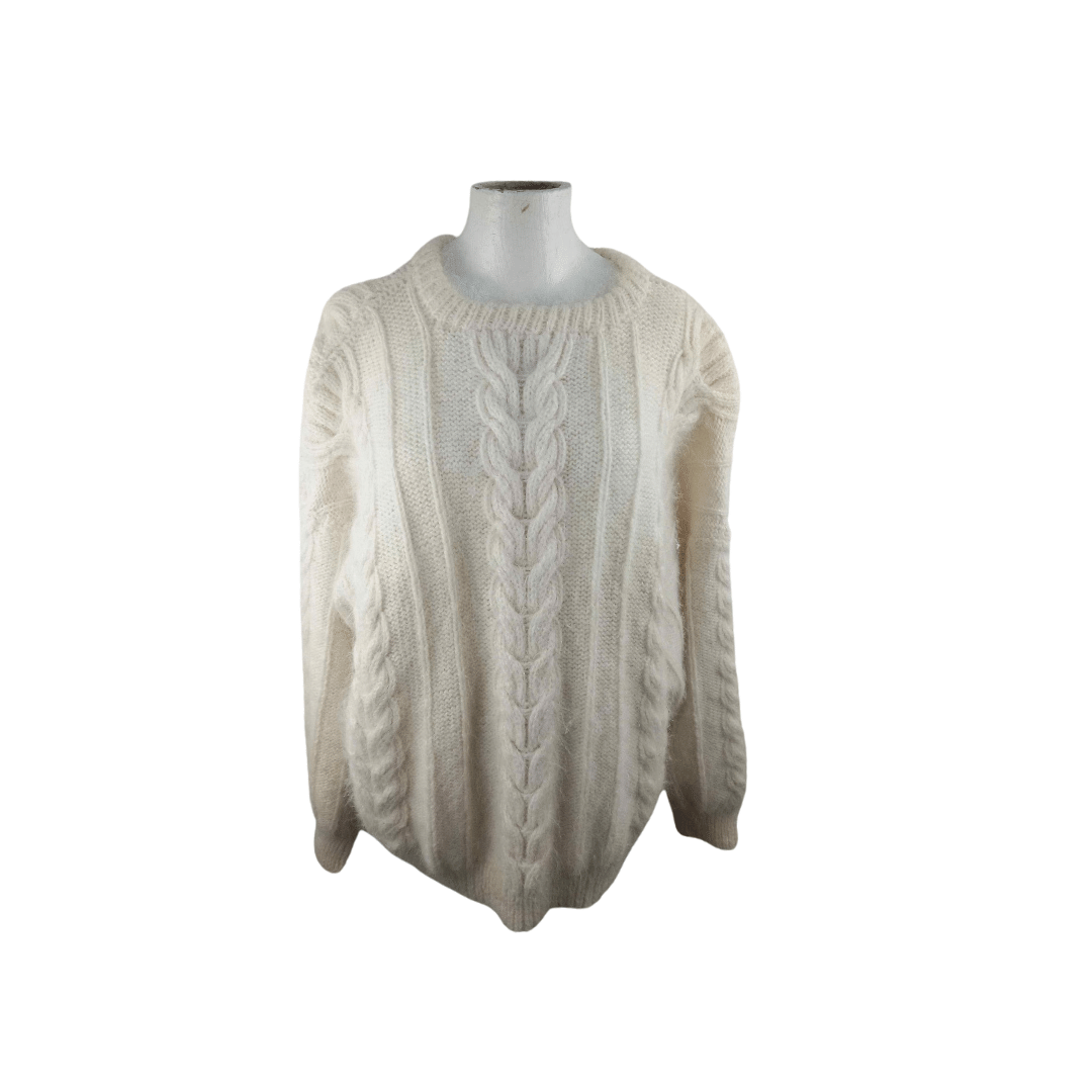 Hand-made cable-knit jersey - XL