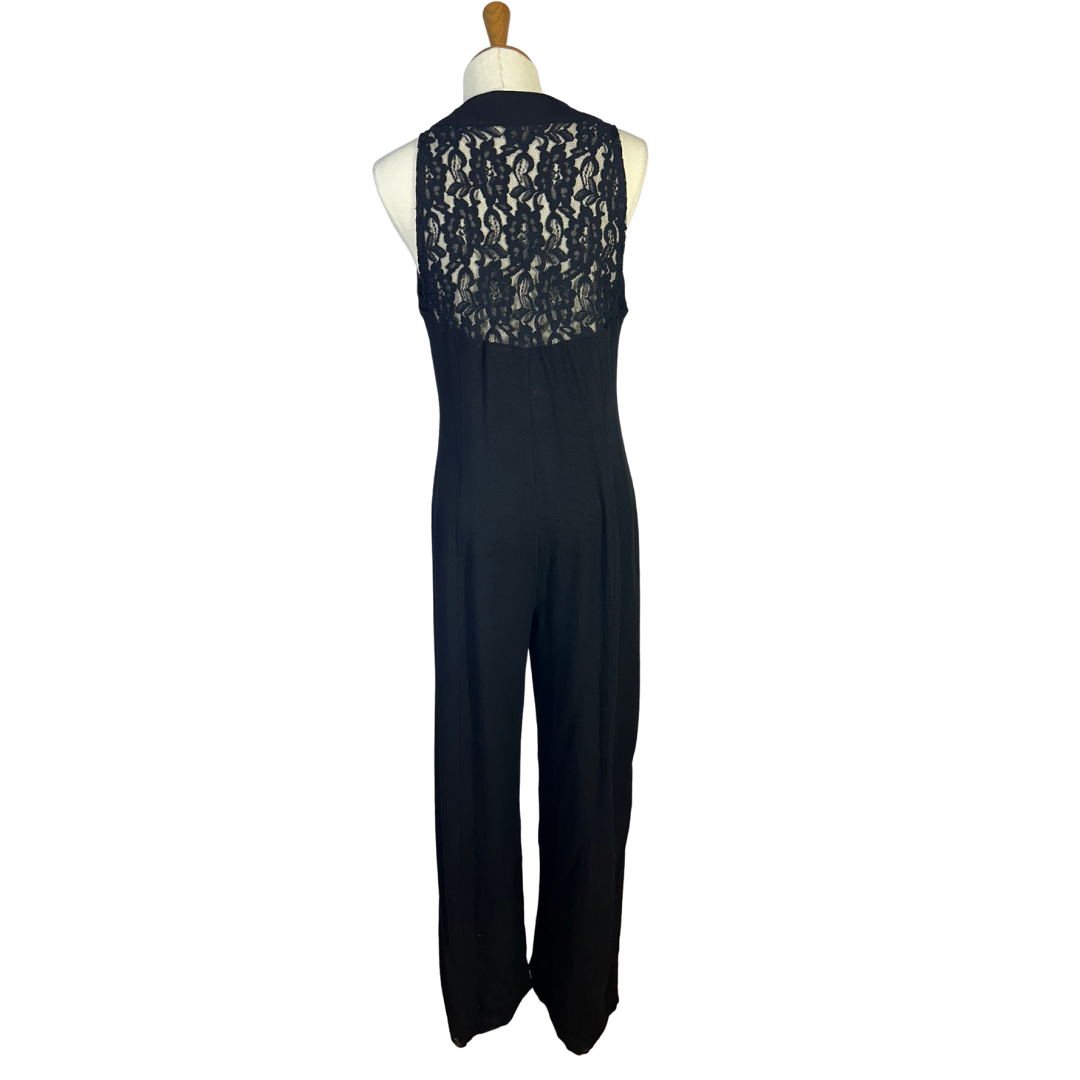 Black wide leg jumpsuit - M