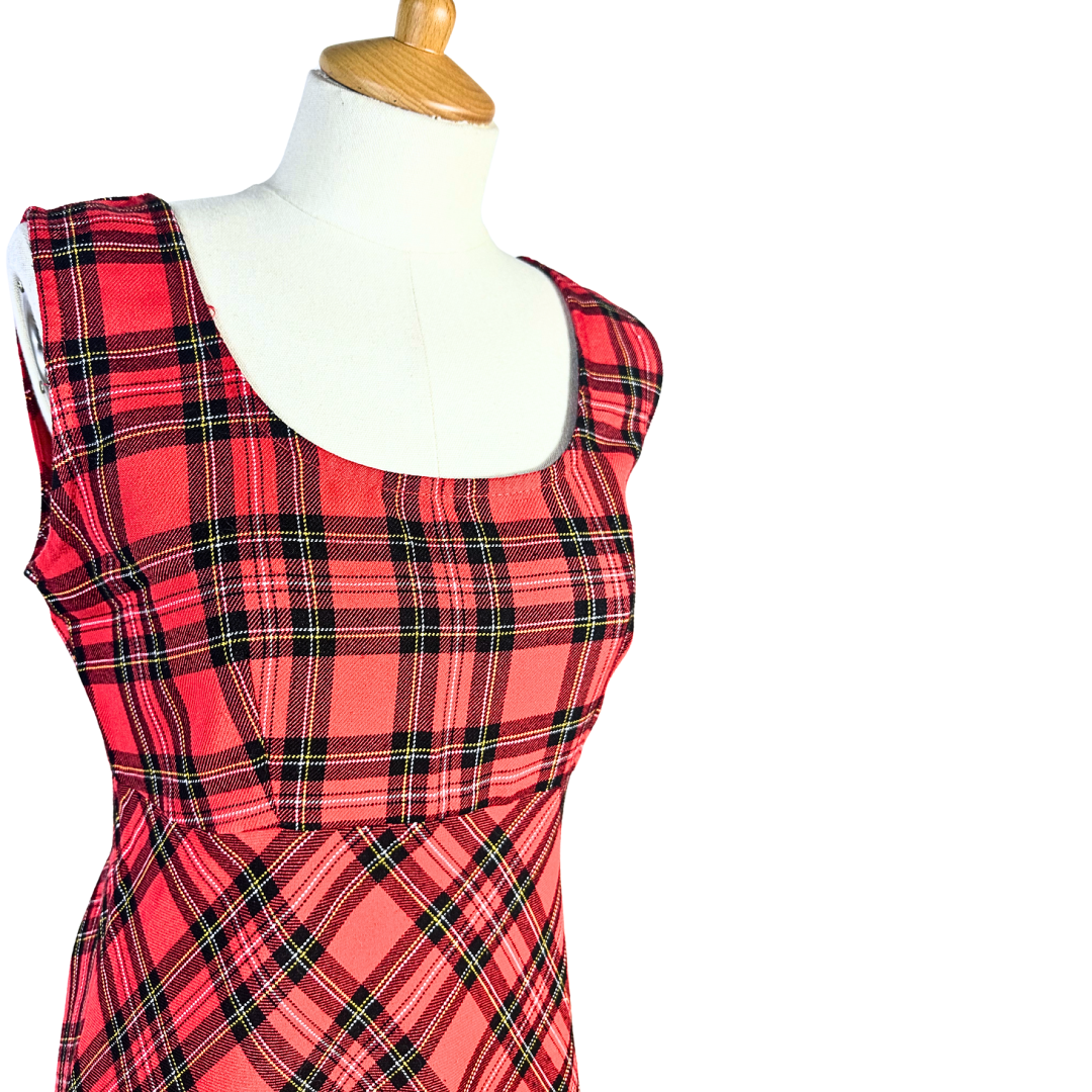 90s tartan mini dress - S