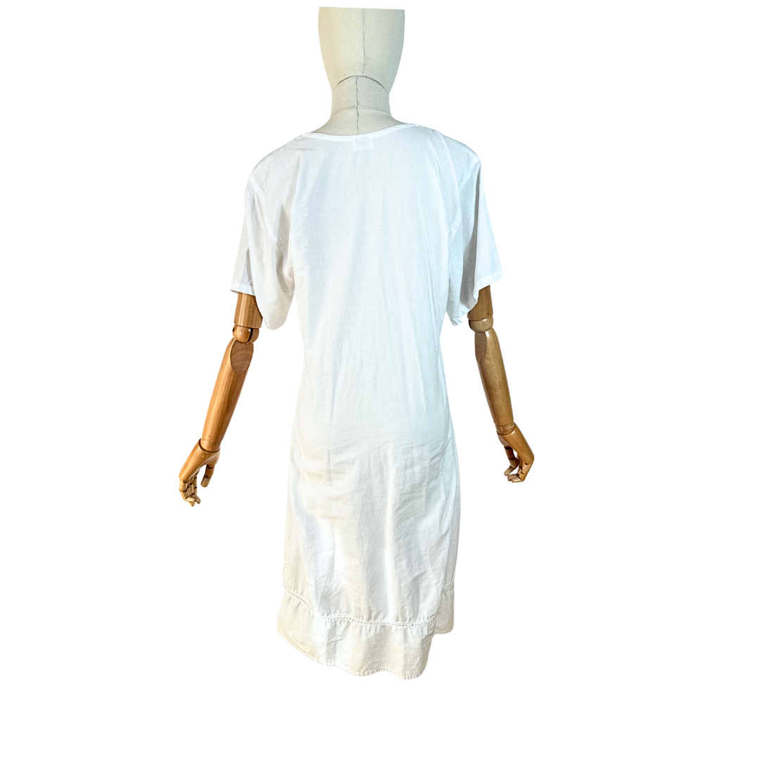 White vintage cotton midi dress - S