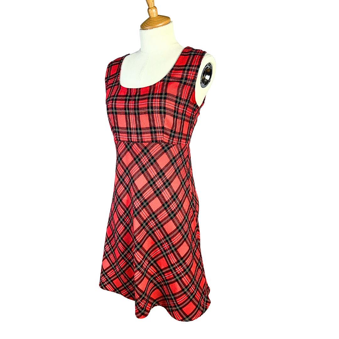 90s tartan mini dress - S