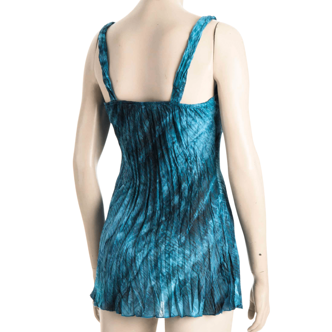 Tie dye spaghetti strap pleated tunic - S