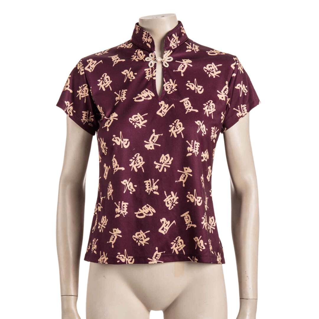 Oriental-style shortsleeve top - M