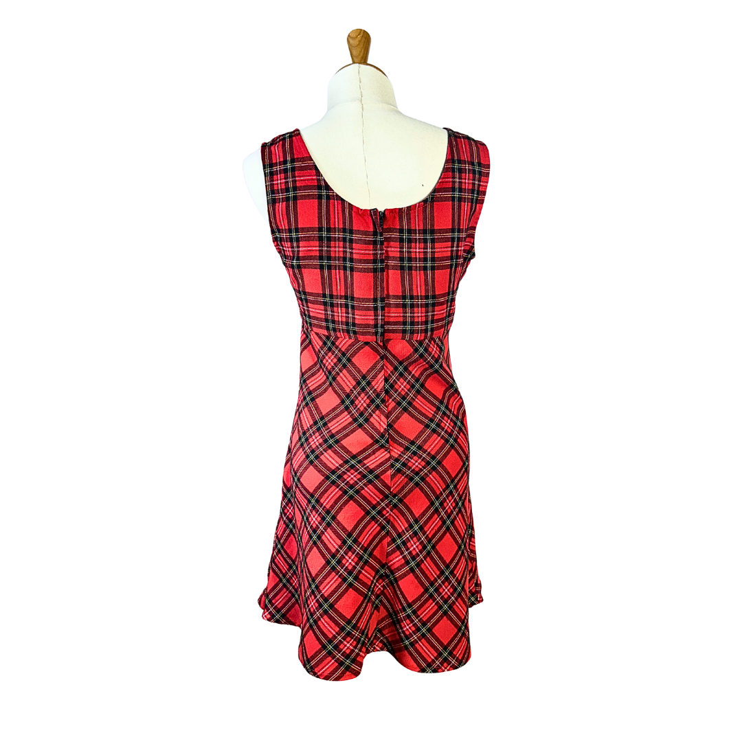 90s tartan mini dress - S