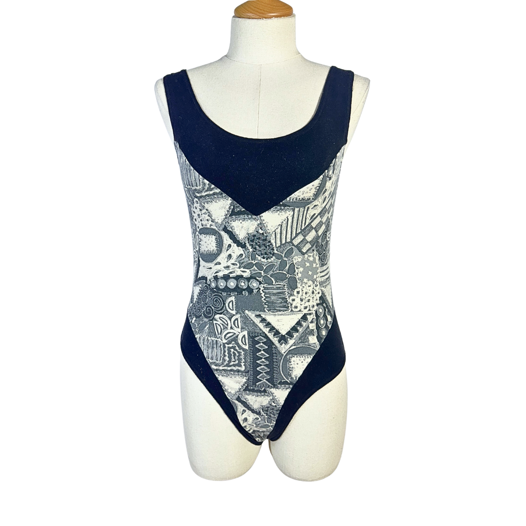 90s abstract print bodysuit - S