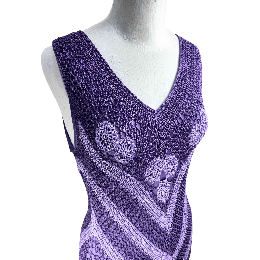Sleeveless crochet maxi dress - M