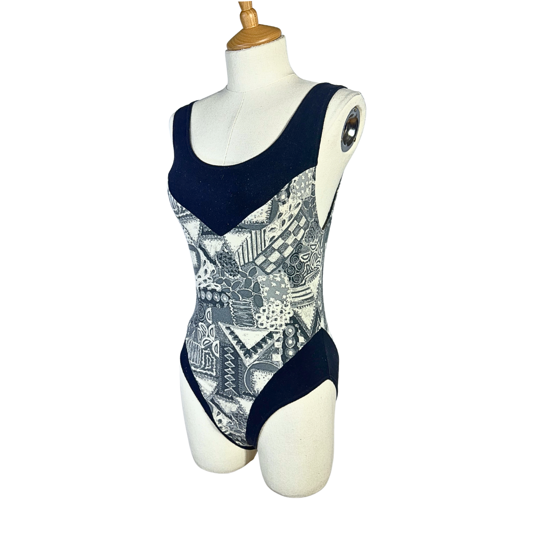 90s abstract print bodysuit - S