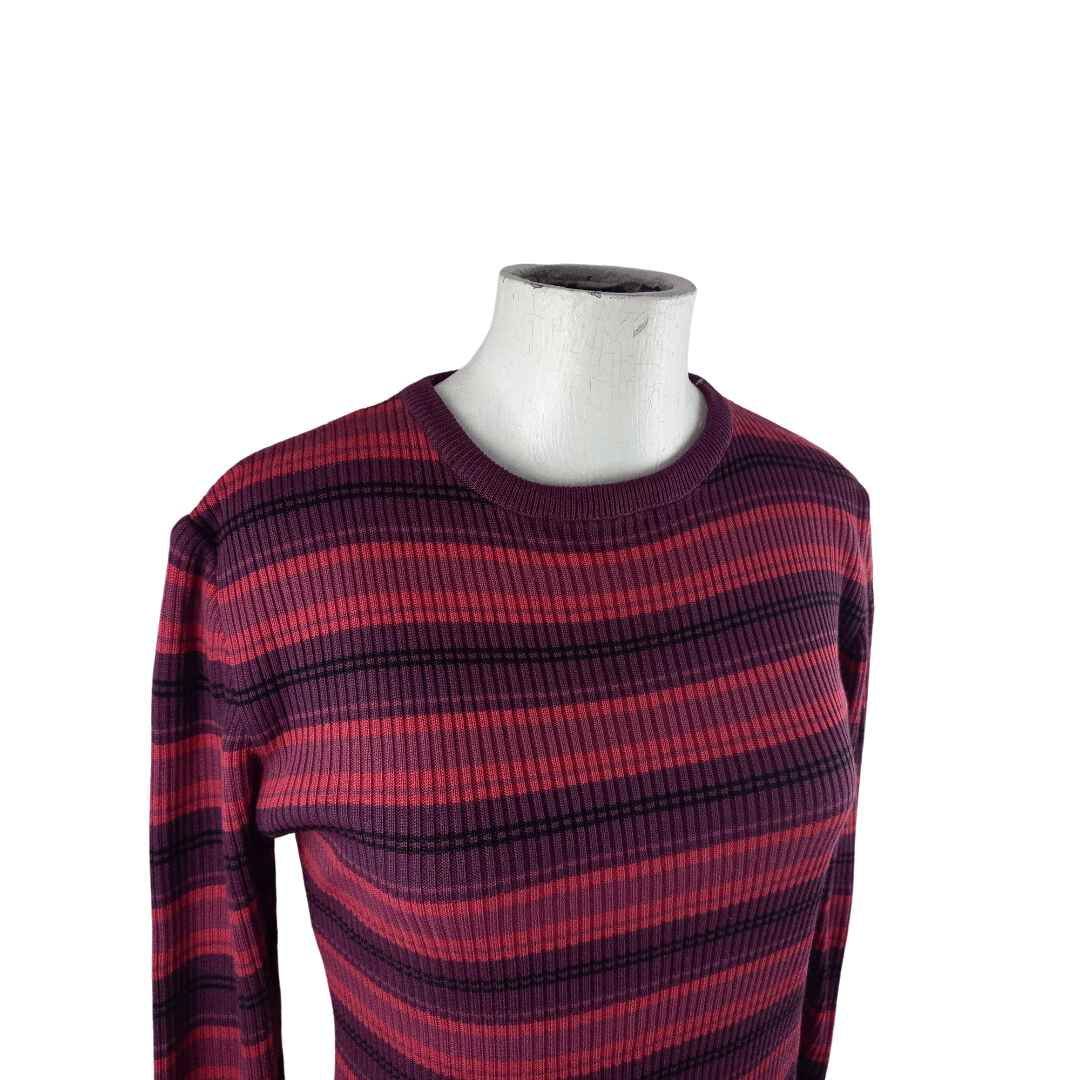Stripe ribbed longsleeve top - M