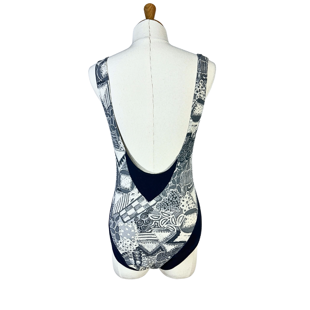 90s abstract print bodysuit - S