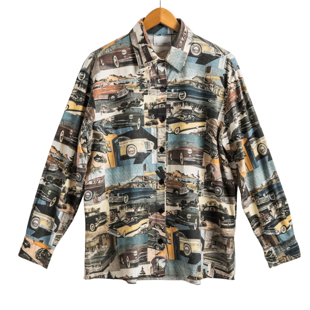 Vintage car graphic longsleeve shirt - L