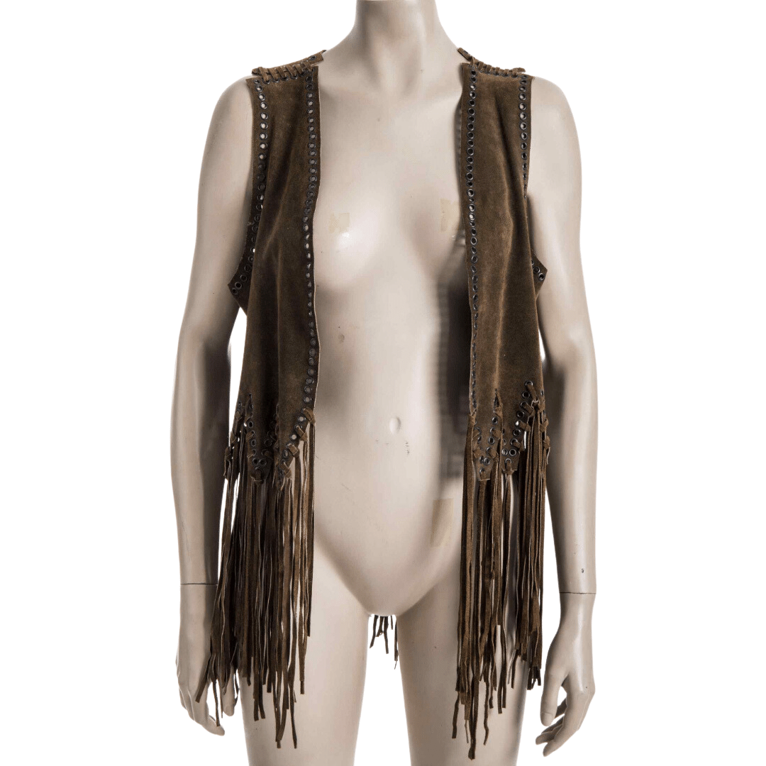 70s suede fringed waistcoat - M
