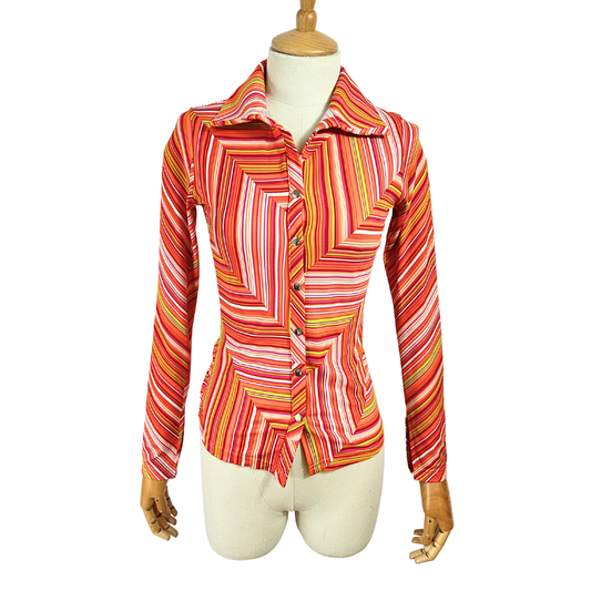 Retro striped longsleeve shirt - S