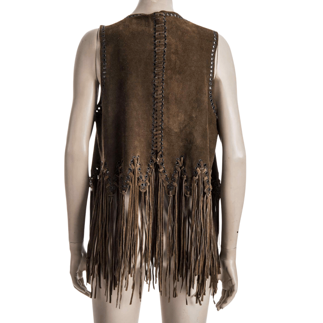 70s suede fringed waistcoat - M