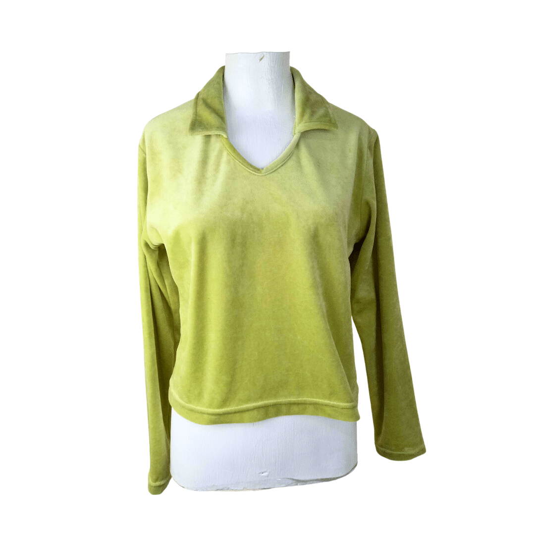 Velour collared longsleeve top - L