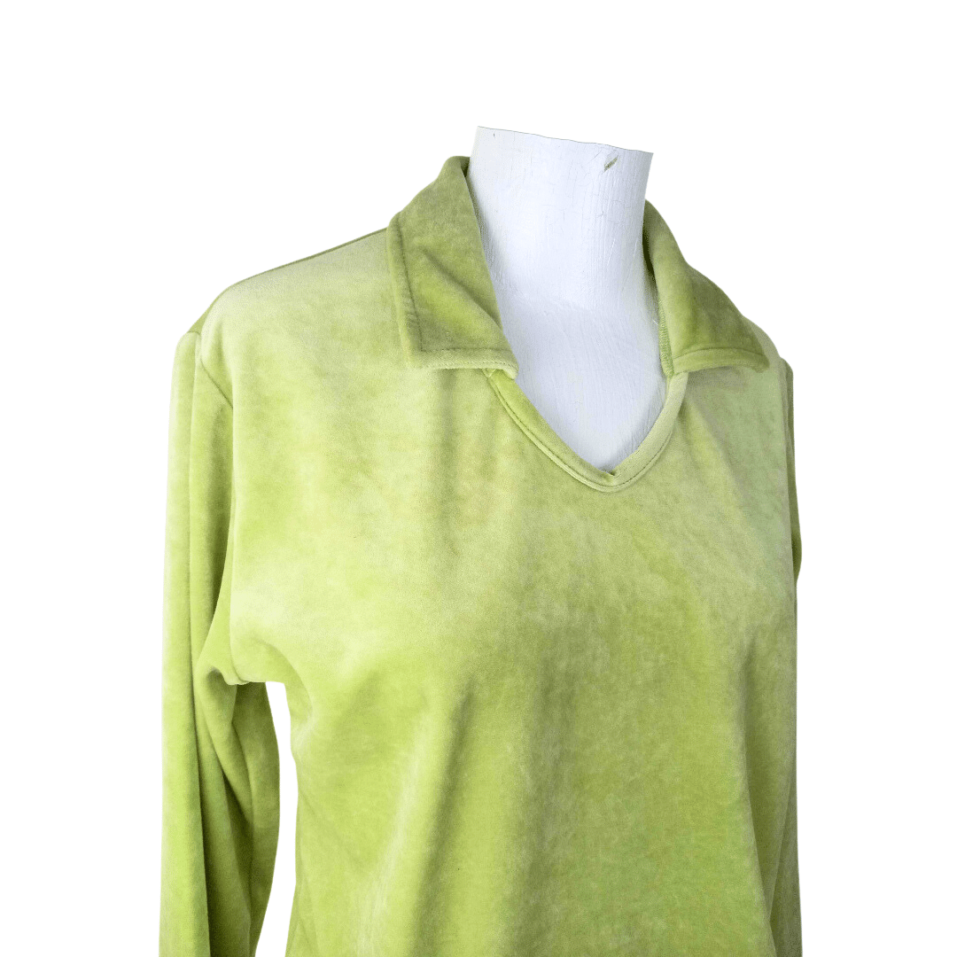 Velour collared longsleeve top - L