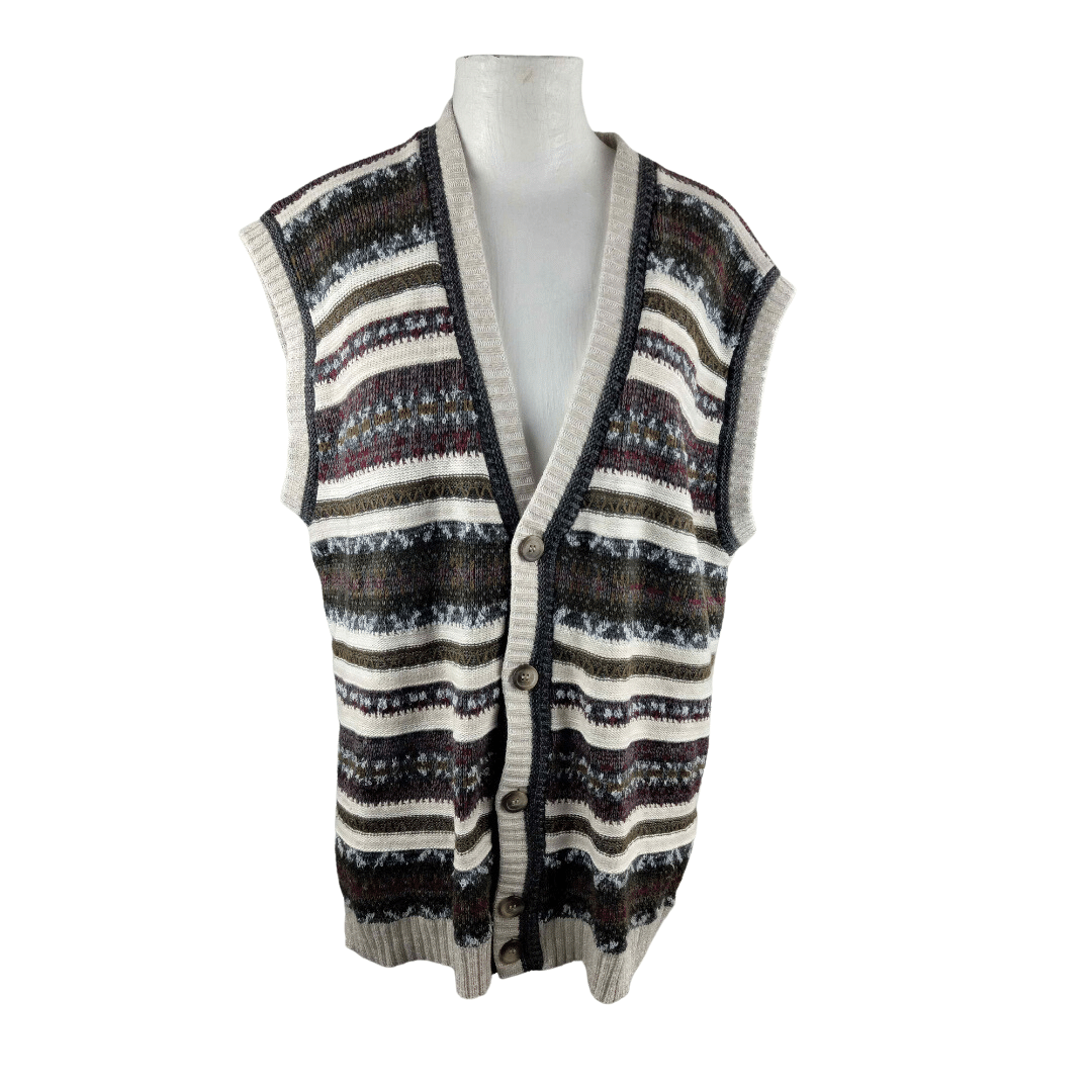 Stripe knit sleeveless jersey - M