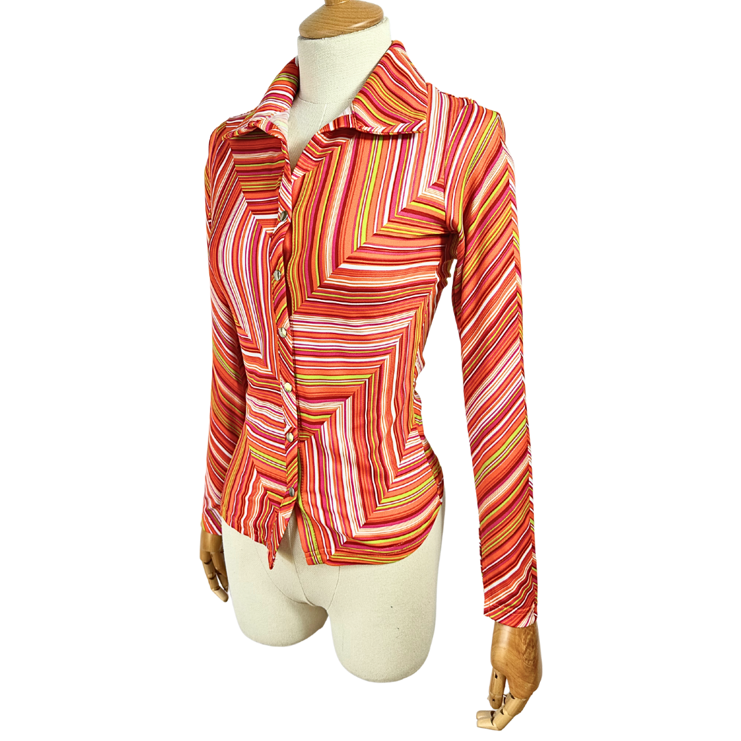 Retro striped longsleeve shirt - S