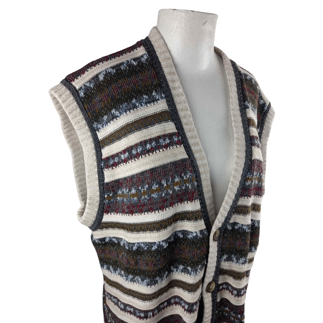Stripe knit sleeveless jersey - M