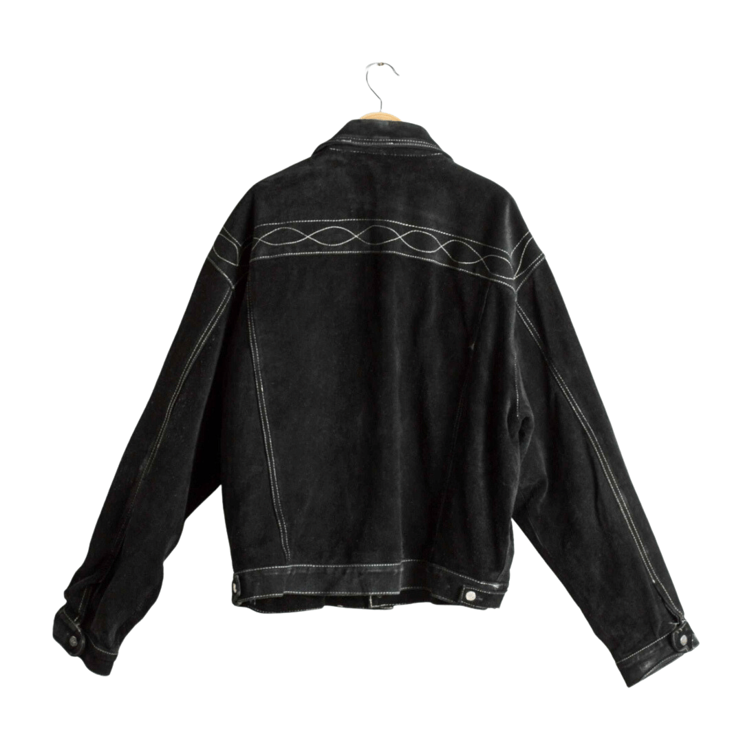 Suede western jacket with white stitching - XL (Free Delivery)