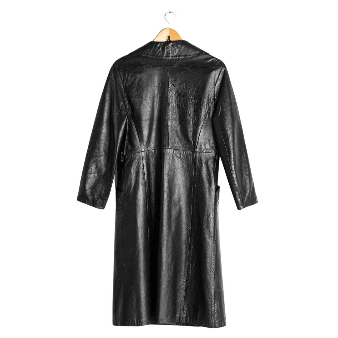 Leather midi coat with belt loops - L (Free Delivery)
