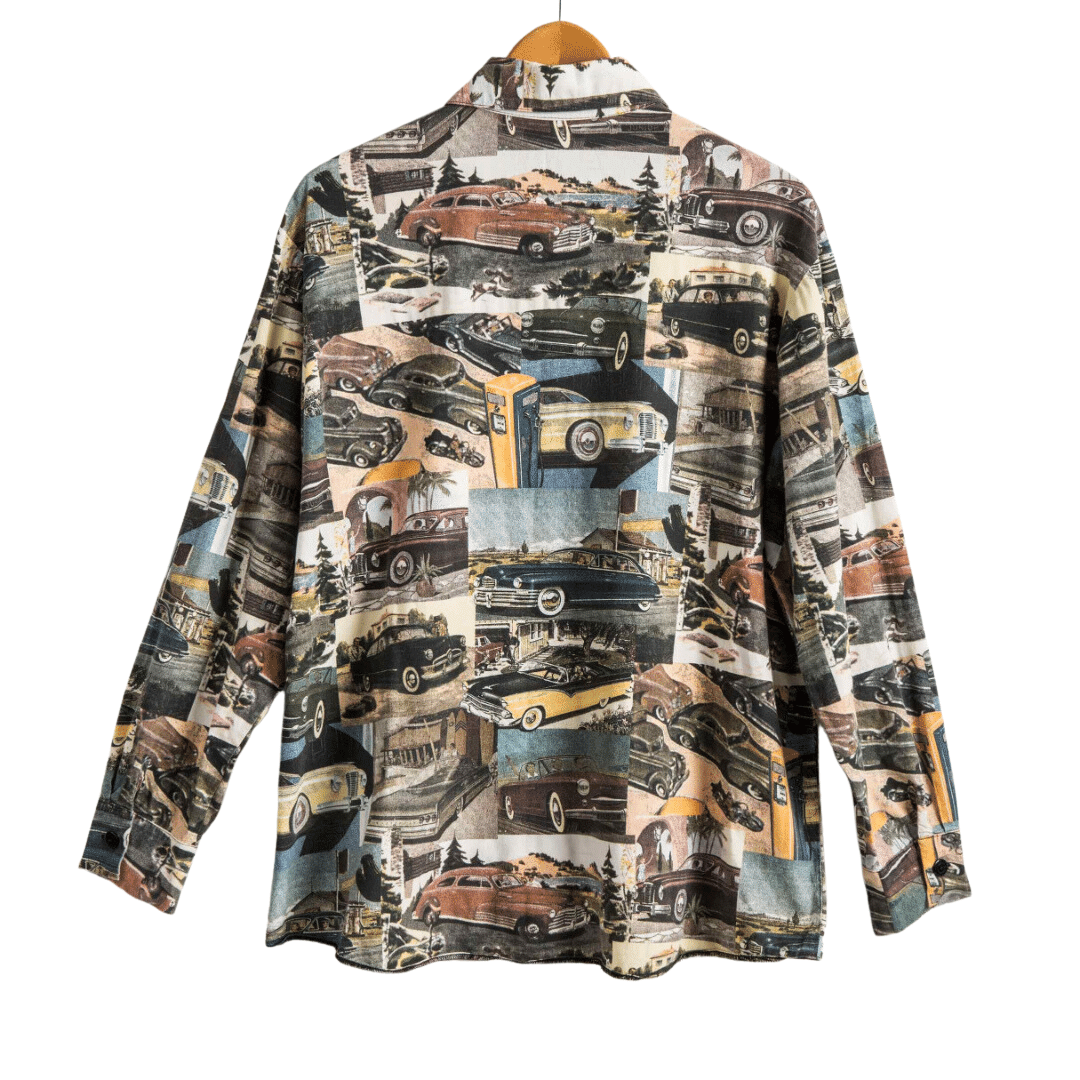 Vintage car graphic longsleeve shirt - L