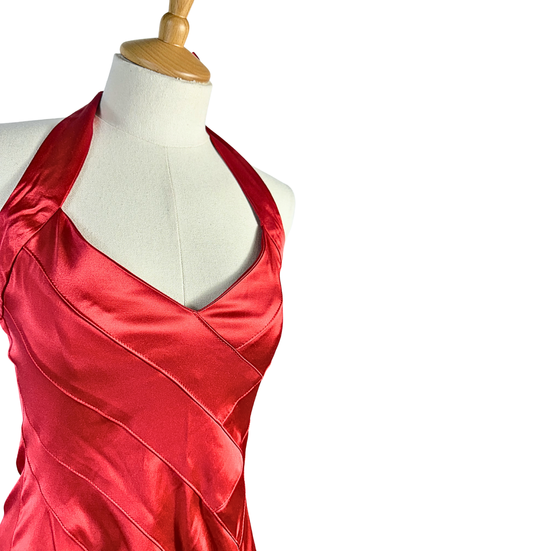 Red halter neck dress - S