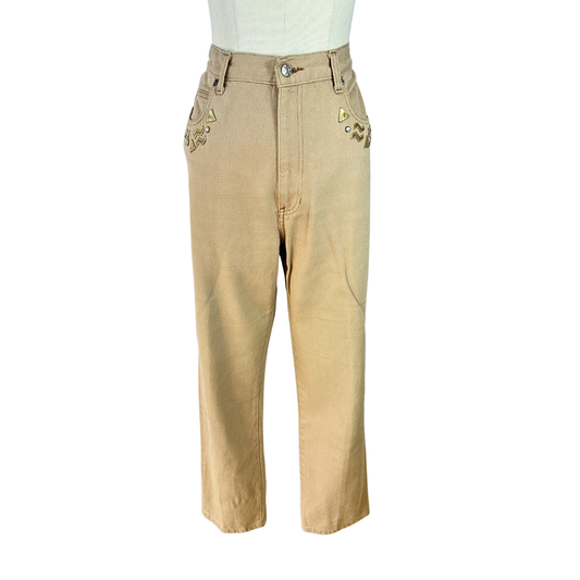 Vintage high waist embellished denim pants - M/L
