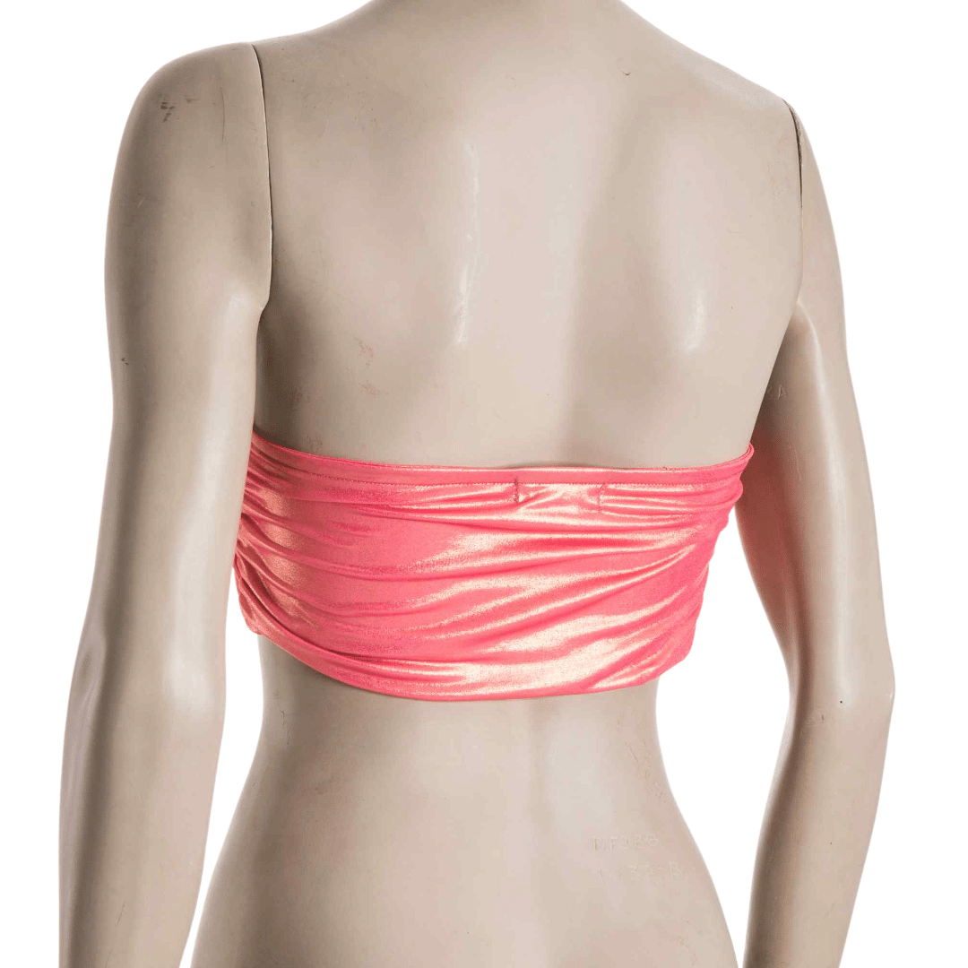 Metallic Barbie pink ruched bandeau - S