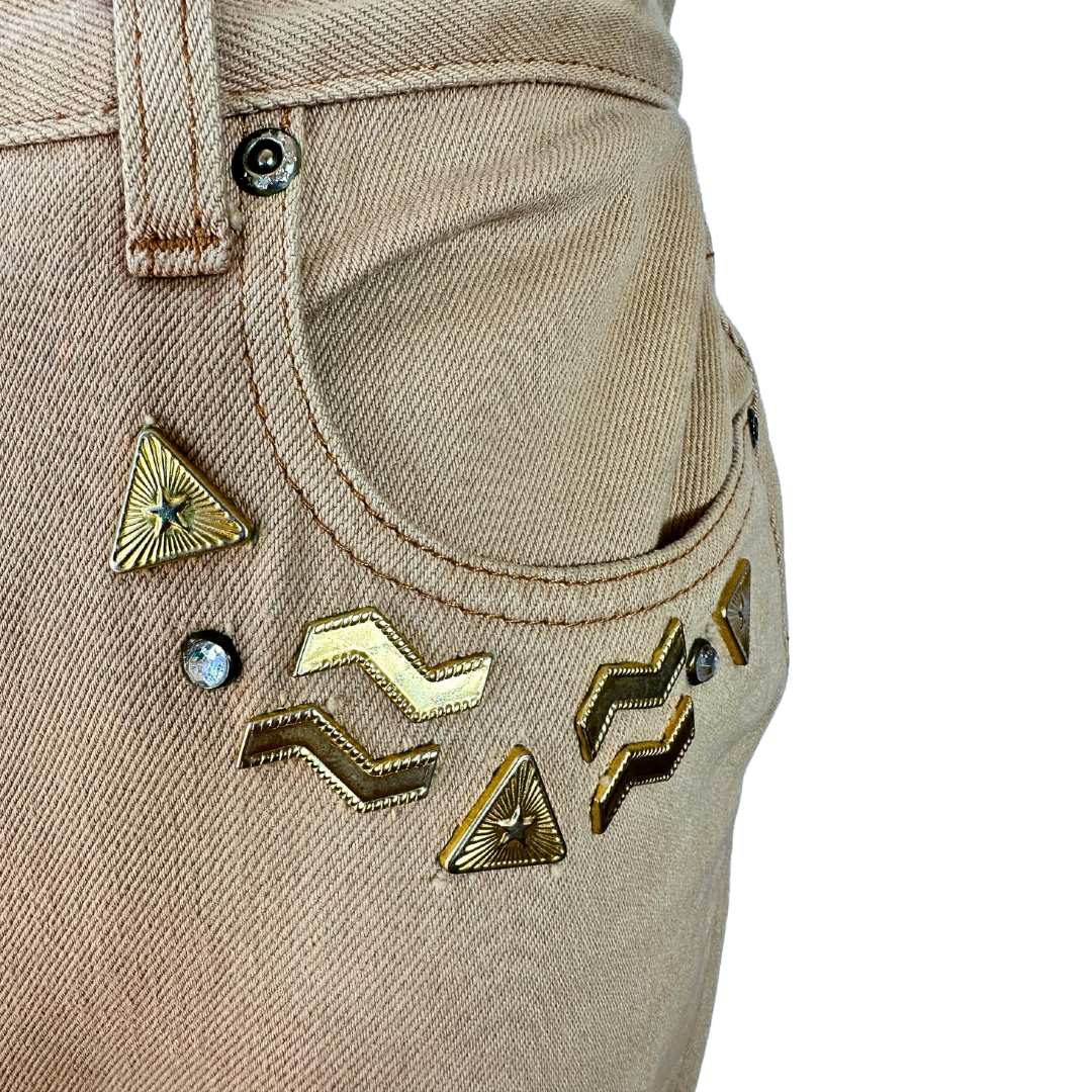 Vintage high waist embellished denim pants - M/L