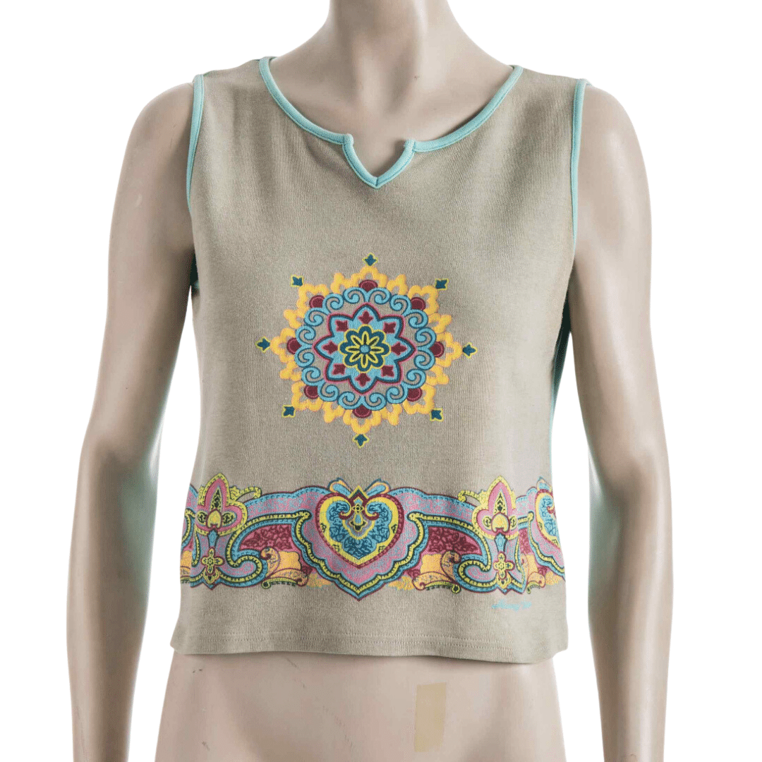 Hang Ten sleeveless mandala cropped top - M/L