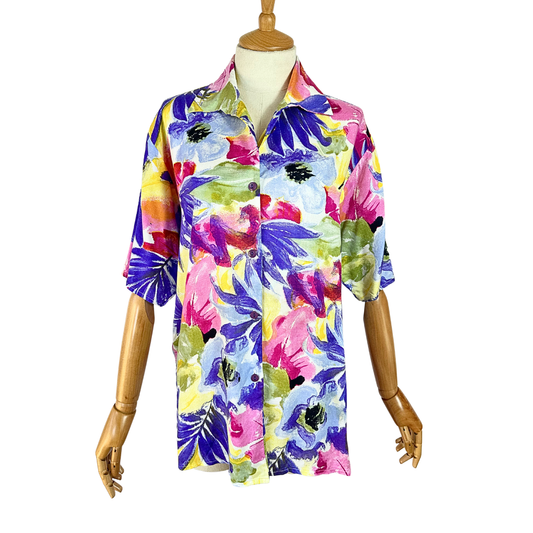 Vintage floral pastel shirt - M