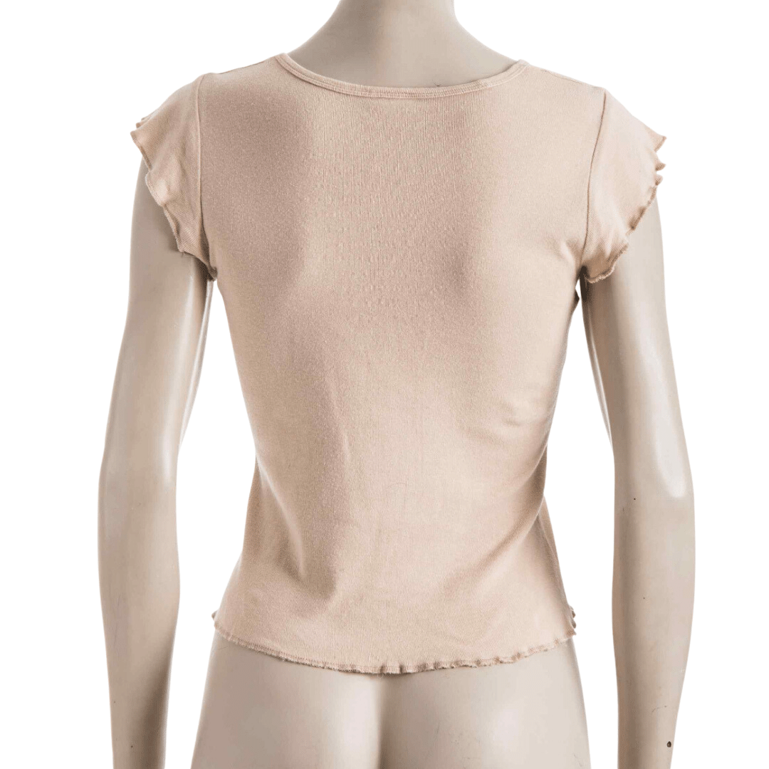 Floral v-neck cap-sleeve top - S