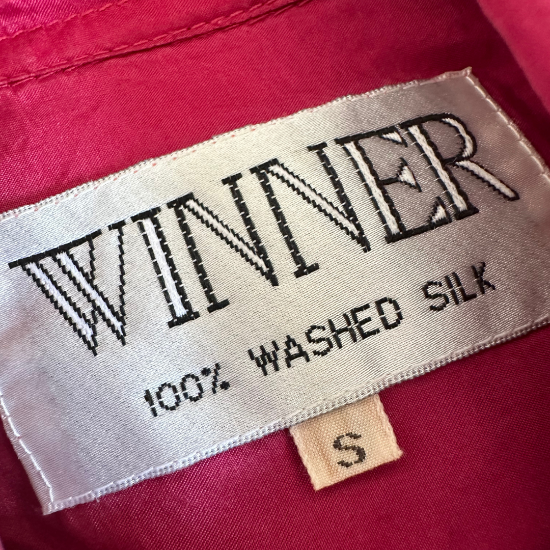 Red silk shortsleeve shirt - S