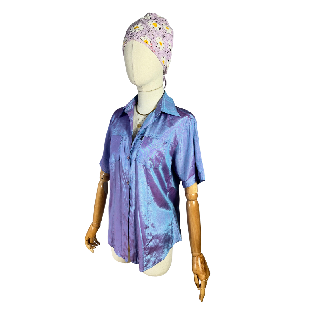 Purple holographic shirt - S