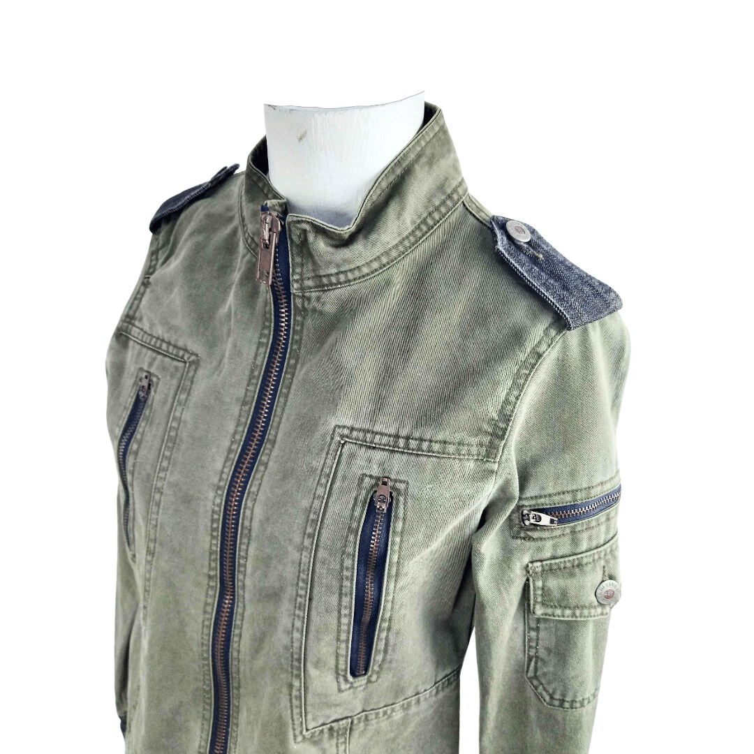 Y2k moto style zipped-up jacket - M