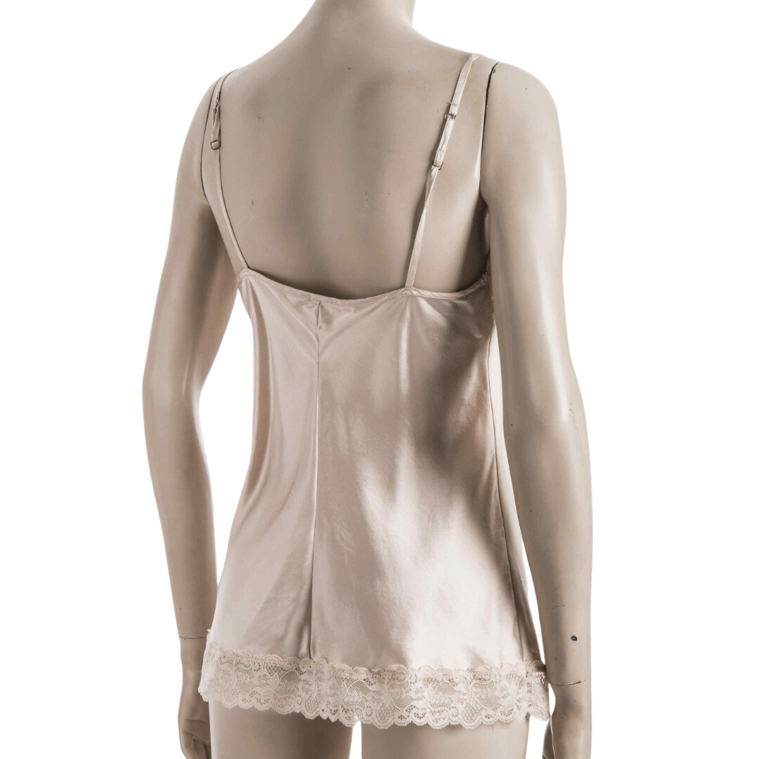 V-neck lace and silk lingerie top - M