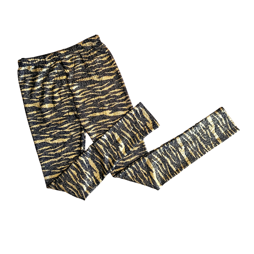 Sparkly metallic zebra print leggings - S