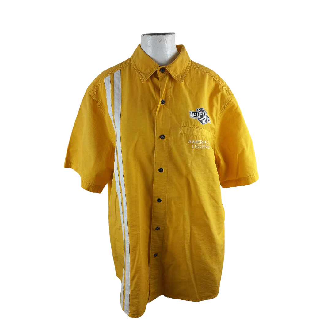 Yellow Harley Davidson shortsleeve shirt - L