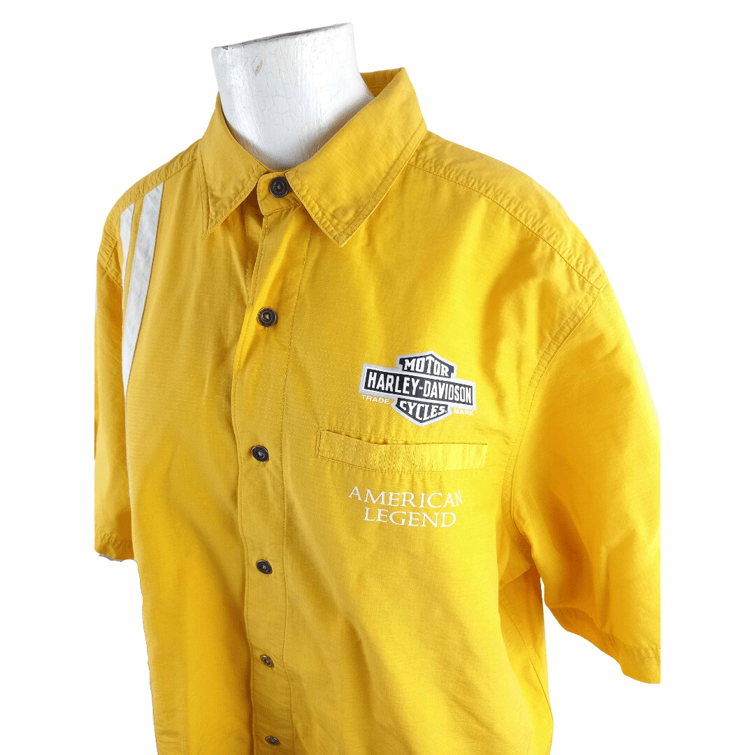 Yellow Harley Davidson shortsleeve shirt - L