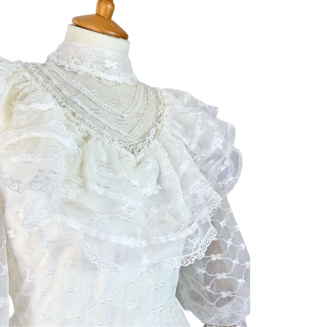 70s Vintage Wedding Dress - S