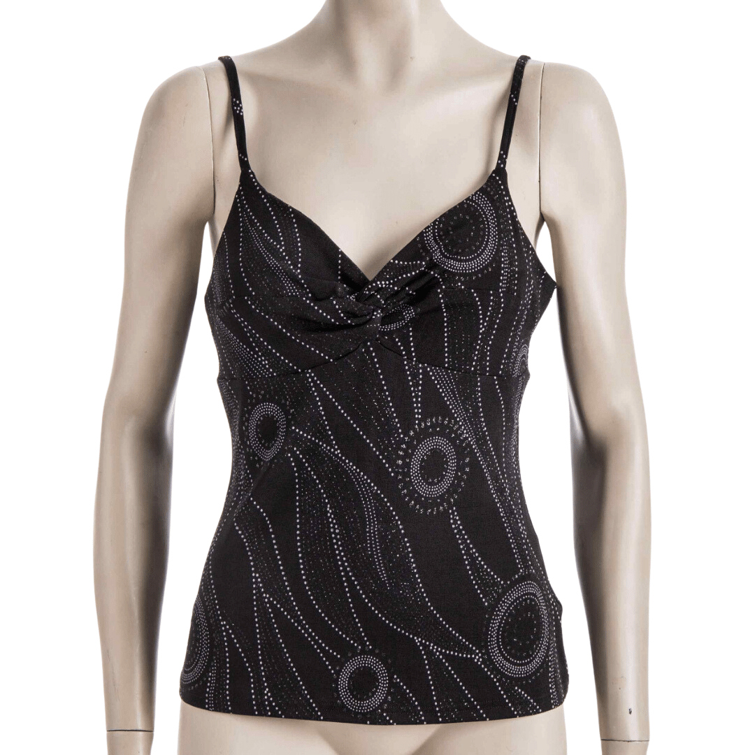 Sparkly spaghetti strap v-neck top - L