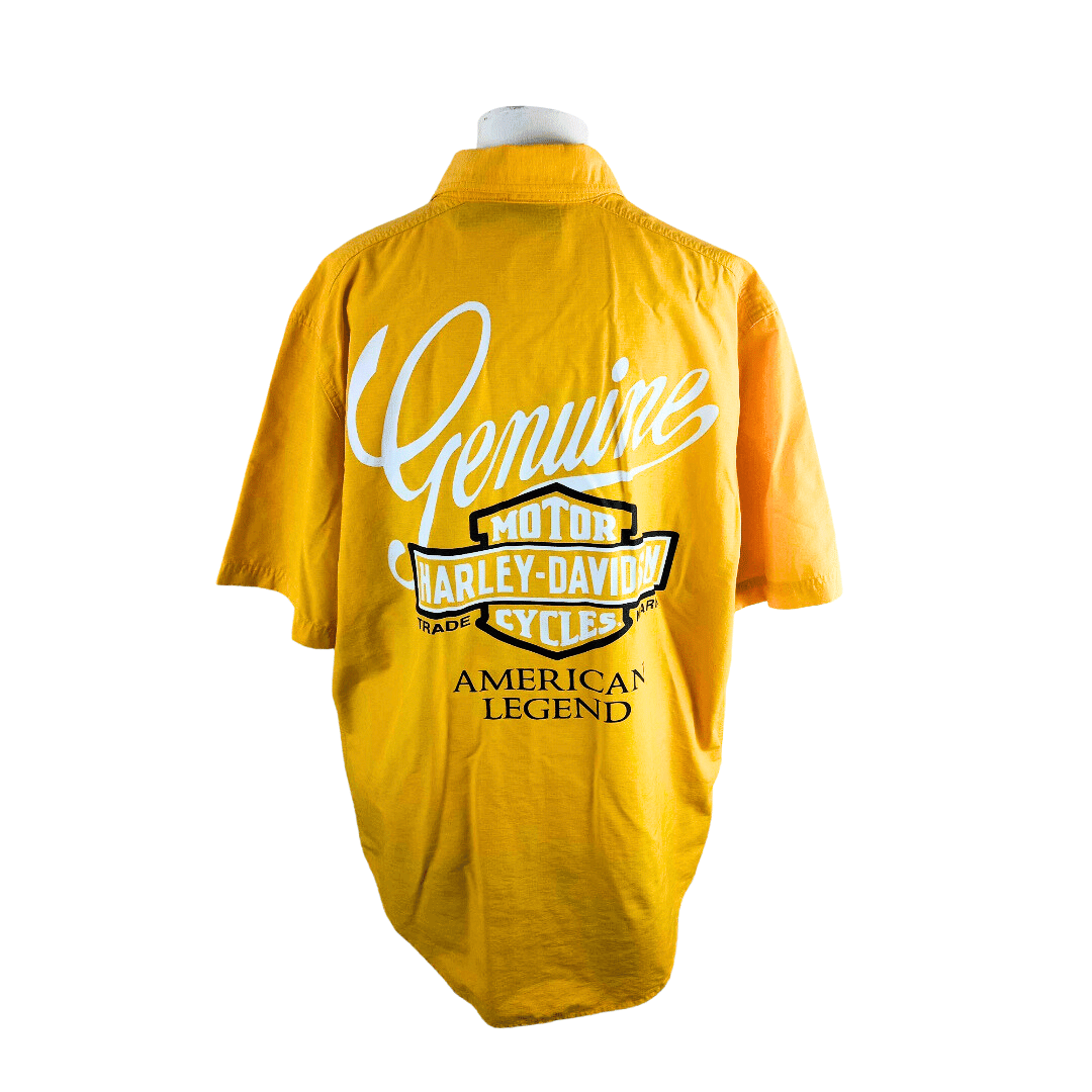 Yellow Harley Davidson shortsleeve shirt - L