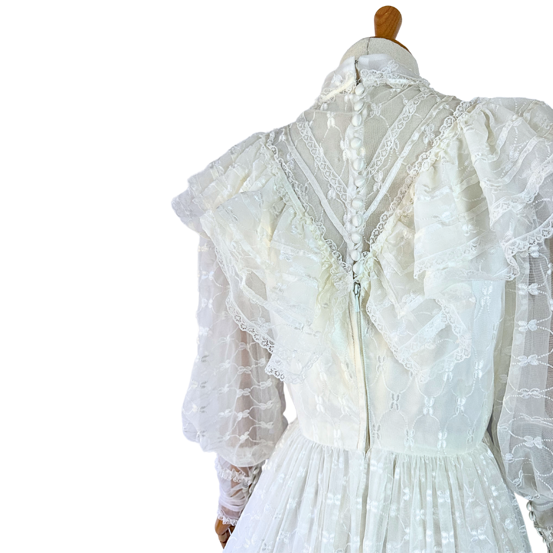 70s Vintage Wedding Dress - S