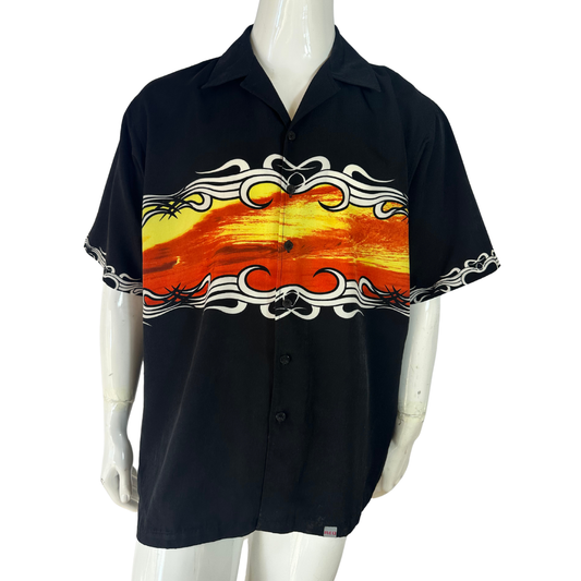 Tribal and flame print shirt - XL