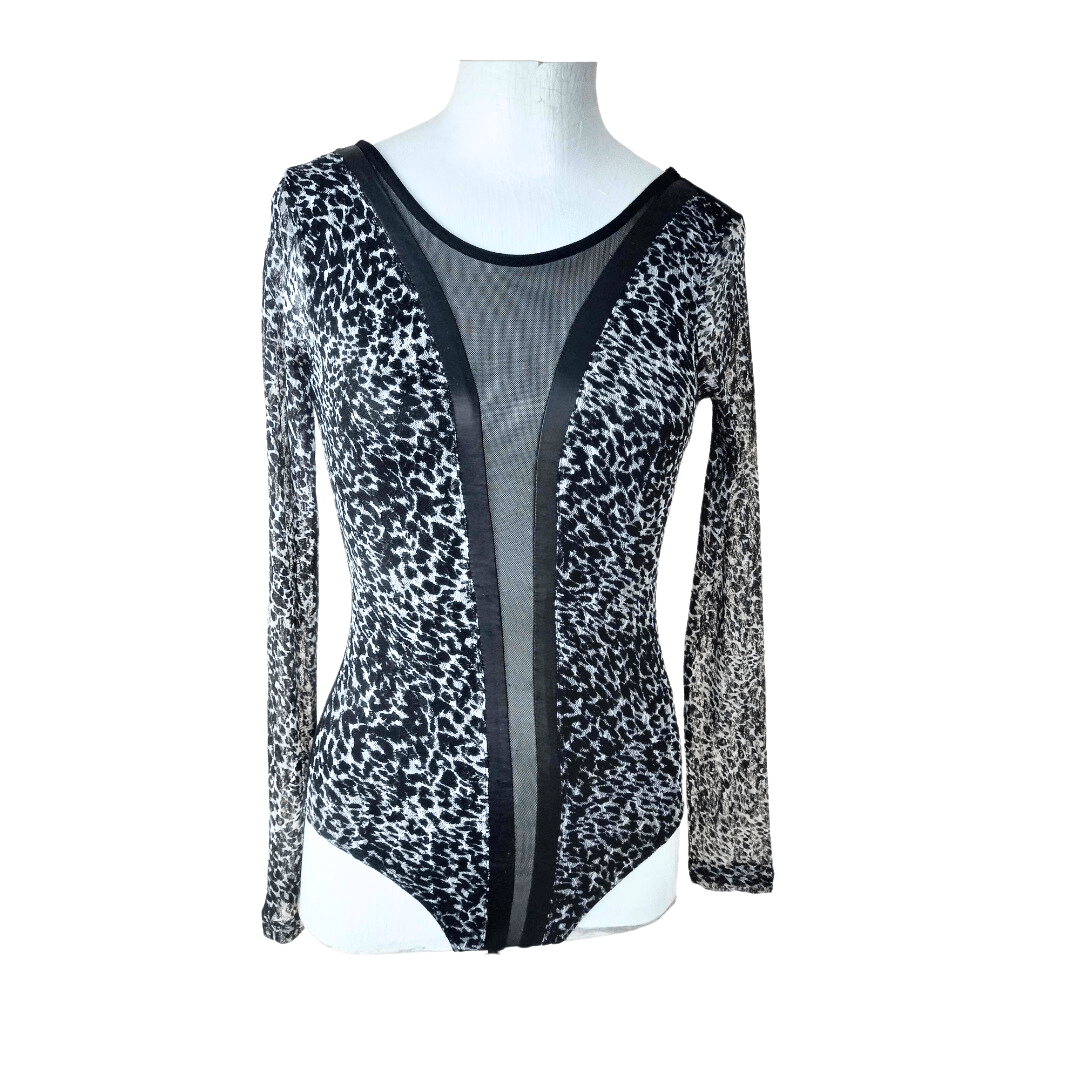 Sissy Boy animal print mesh bodysuit - S