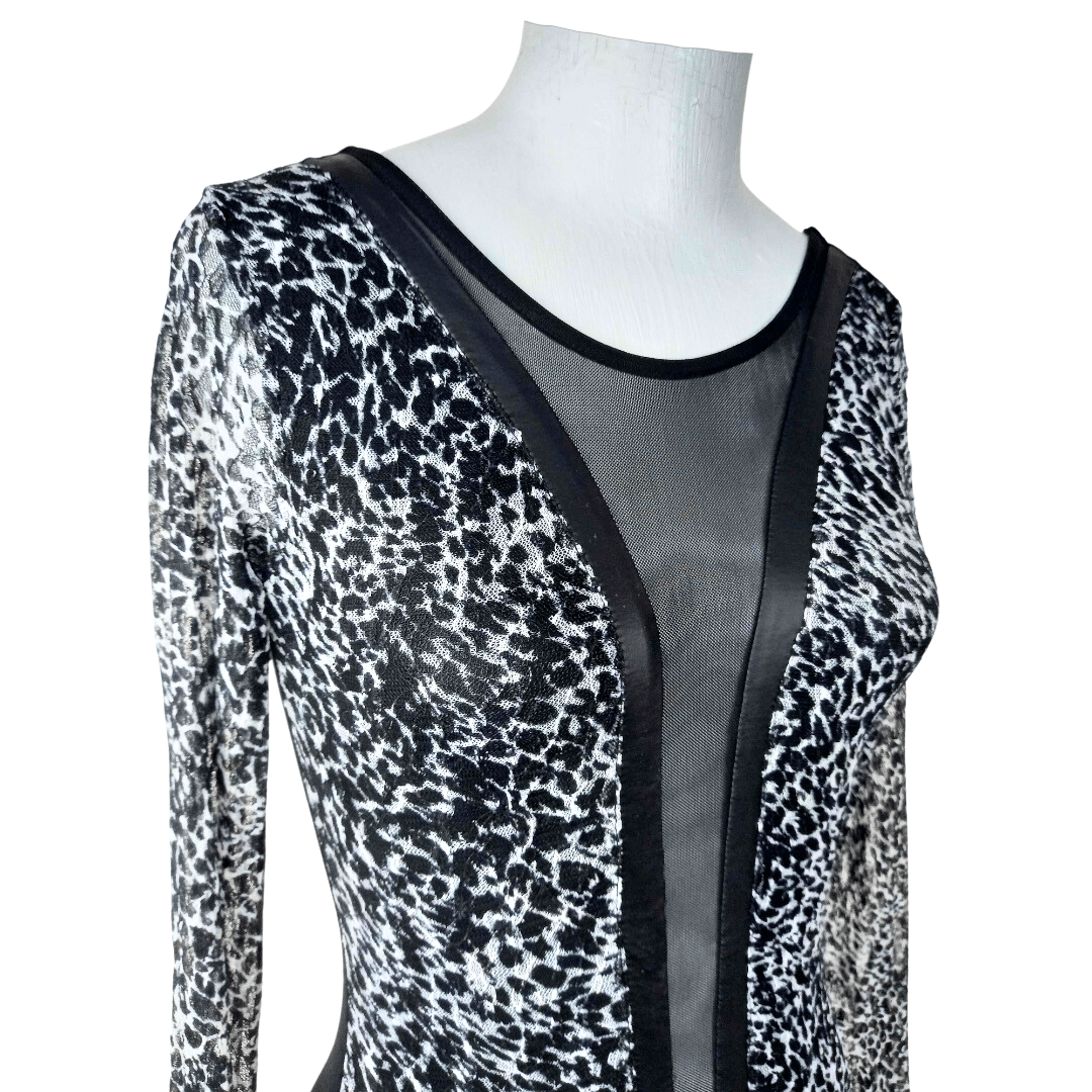 Sissy Boy animal print mesh bodysuit - S