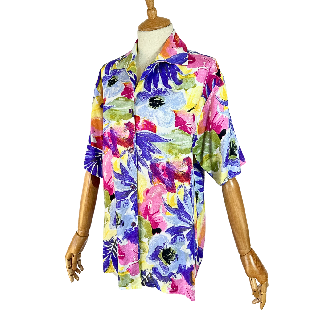 Vintage floral pastel shirt - M