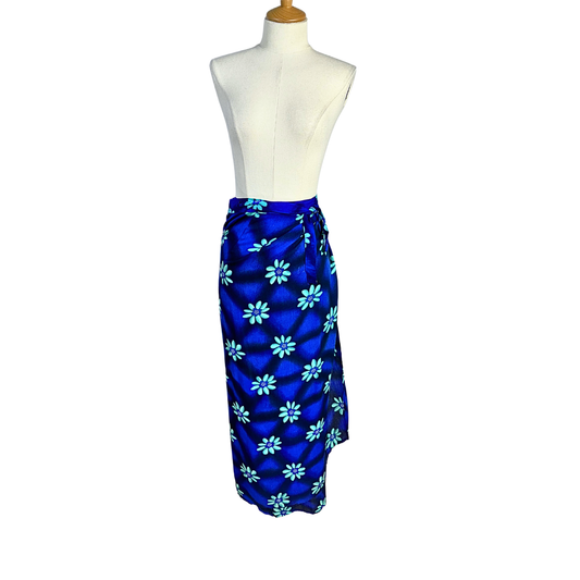 Blue floral wrap skirt - S
