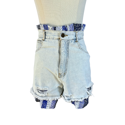 Reworked high waist denim shorts - S